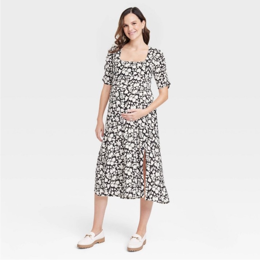 The Nines by HATCH™ Elbow Sleeve Ruched Maternity Dress Floral